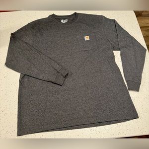 Dark Grey Men’s Long Sleeve Carhartt Shirt with Pocket for Casual or Work Wear